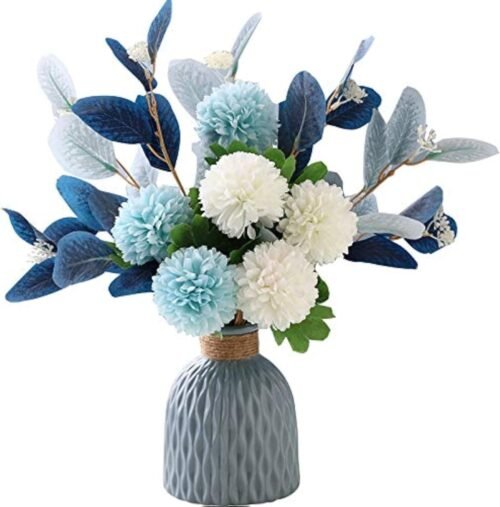 Artificial Flowers with Vase Faux Hydrangea Flower Arrangements Table Centerpieces for Home Garden Party Wedding Decoration