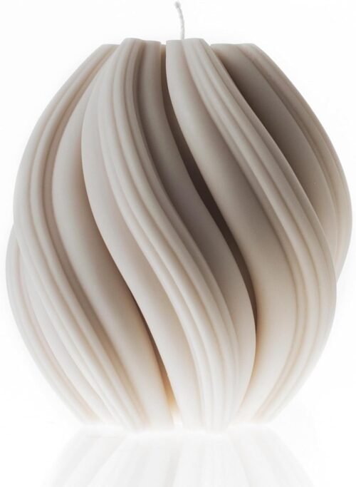 LAWA Swirl Candle – Large Beautiful Handmade Pillar Scented Soy Wax Twirl Elegant Bubble Aesthetic Housewarming Gift Home Room Shelf Decor Idea Spiral Candle White (Medium)