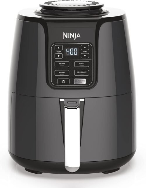 Ninja | Air Fryer | 4 QT Capacity | 4-in1 Roast, Crisp, Roast, Reheats, & Dehydrates | Dishwasher Safe Parts | Includes 20 Easy & Healthy Recipes | Compact | Grey | AF101