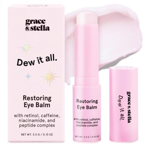 grace & stella Under Eye Brightener Balm Stick – Travel Size Toiletries – Retinol & Caffeine Eye Cream for Dark Circles, Puffiness, Wrinkles – Restore and Hydrate – Vegan Skincare (0.13oz / 3.5g)