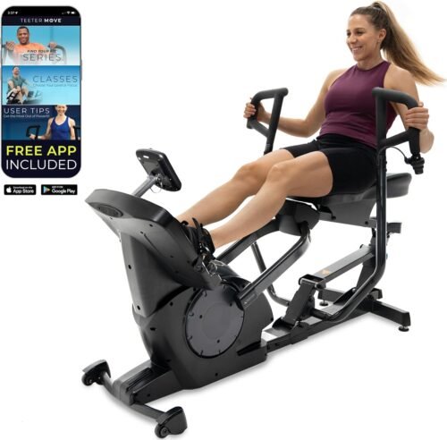 Teeter Power10 Rower with 2-Way Magnetic Resistance Elliptical Motion – Indoor Rowing Machine w/HRM Connectivity, Teeter Move App – Free Classes & Coaching