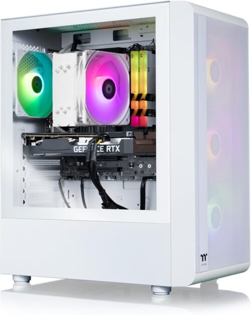 Thermaltake LCGS Quartz i1460 Gaming Desktop (Intel Core™ i5-14400F, ToughRam DDR4 3600Mhz 16GB RGB Memory, NVIDIA GeForce® RTX 5060, 1TB NVMe M.2, WiFi, Windows 11) S2QT-B760-560-LCS